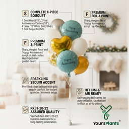 Premium Teal and Gold Anniversary Decor Engagement Anniversary Balloon Decor