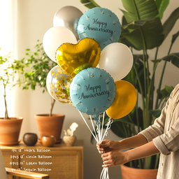 Premium Teal and Gold Anniversary Decor Engagement Anniversary Balloon Decor
