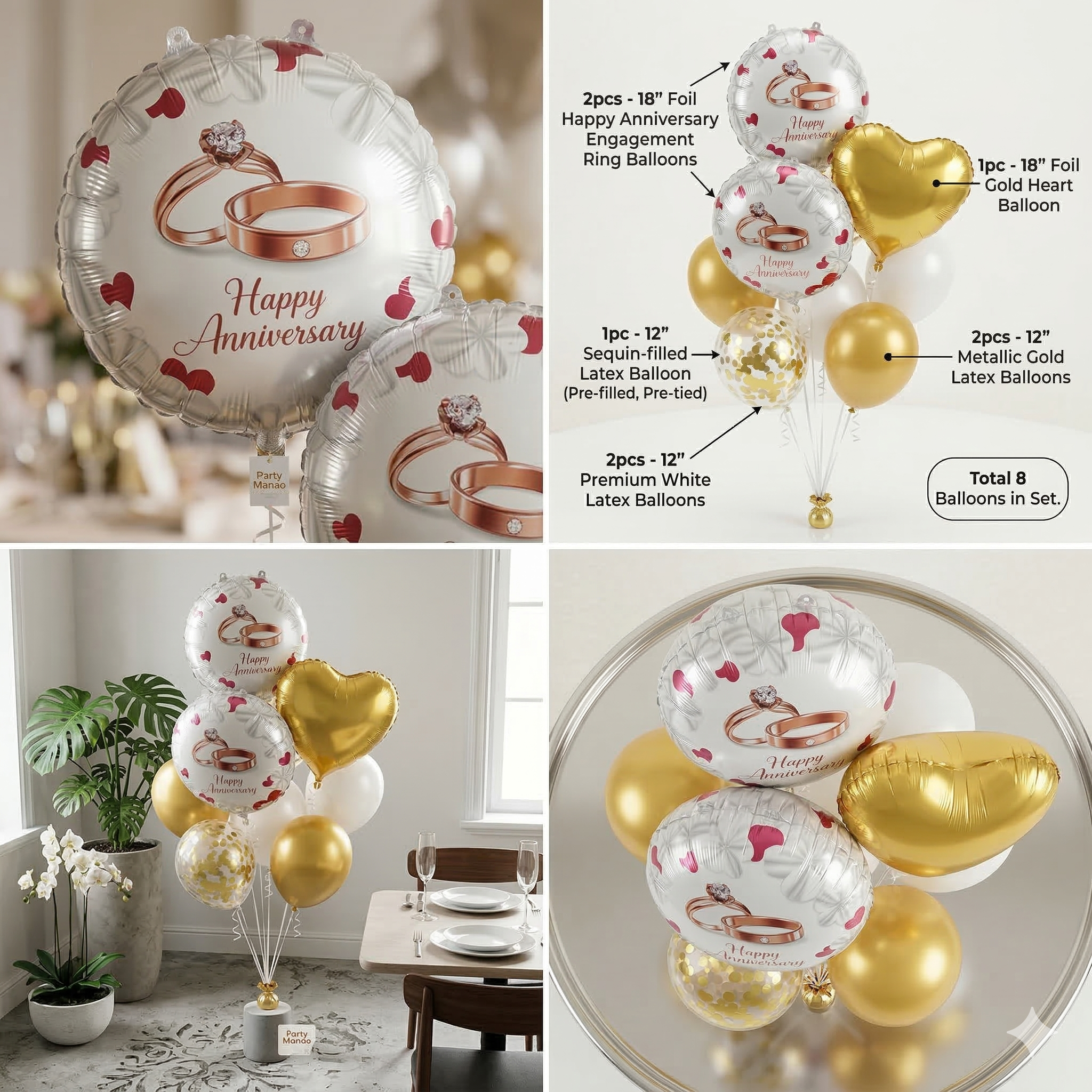 Premium Teal and Gold Anniversary Decorations for Couples_2