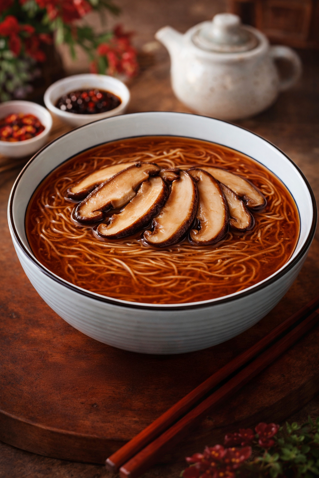 Mushroom Bonito Soupy Mee Sua (香菇面线)
