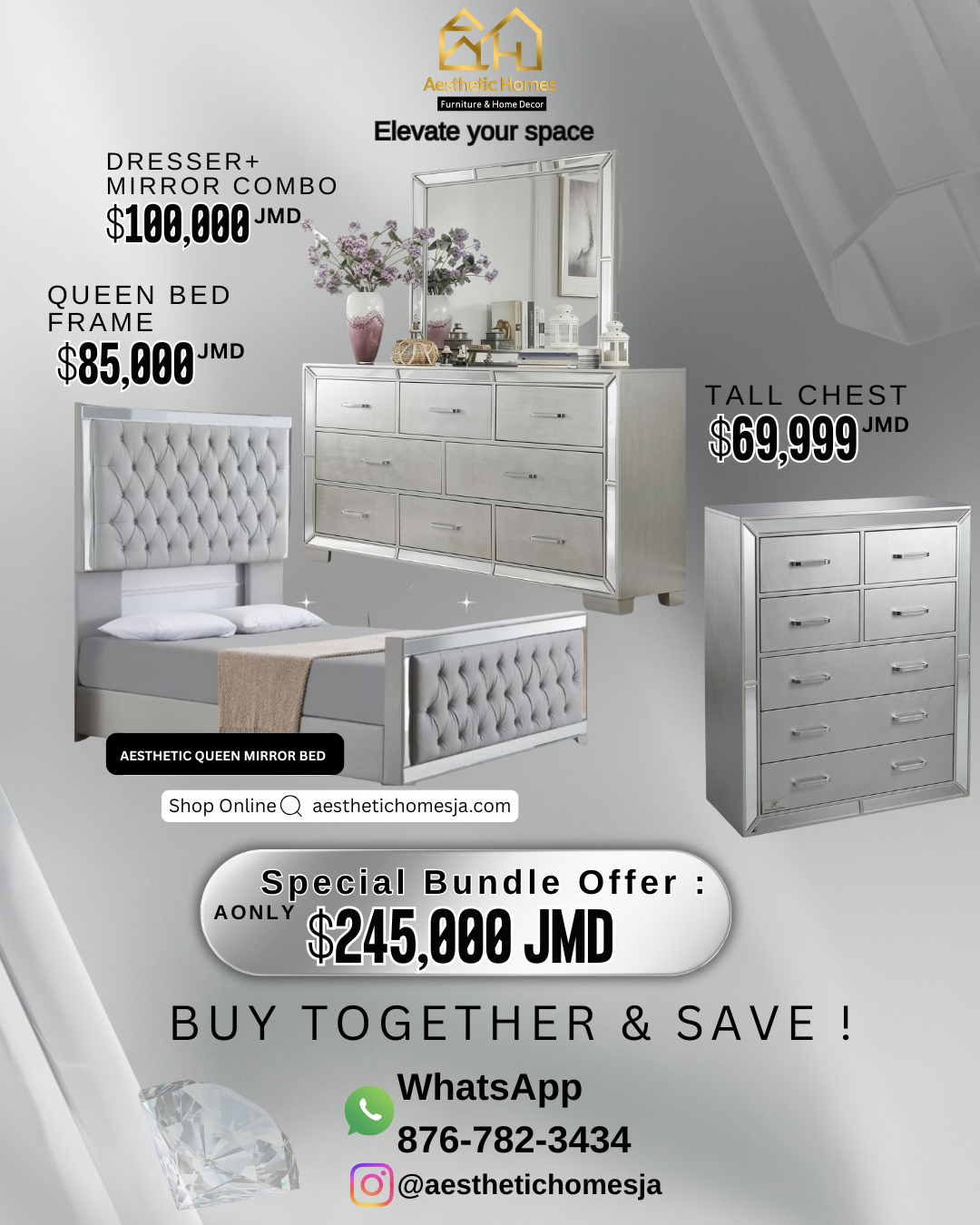 Aesthetic Luxury Silver Bedroom Bundle 1