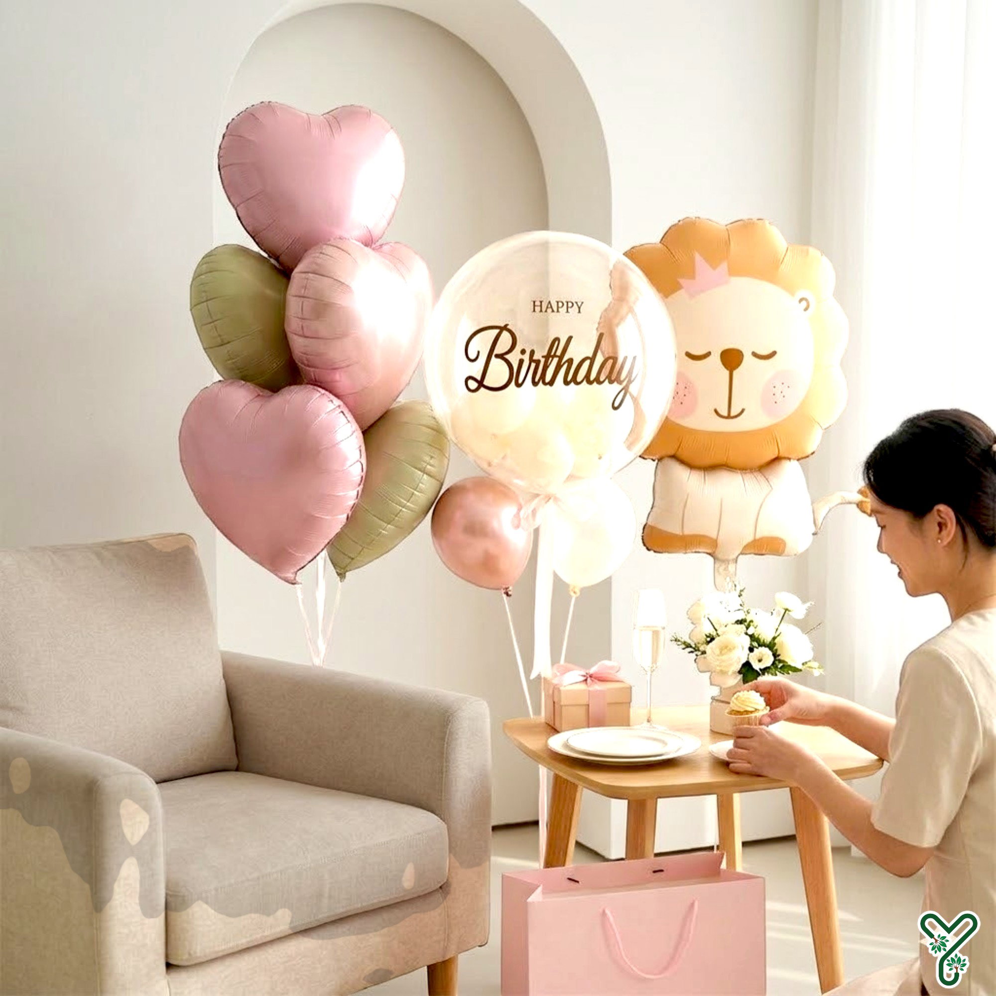 Birthday Decoration Kit - 19pcs Set with 30" Giant Lion Foil Balloon, 20" Bobo Balloon &18" Pastel Heart Balloons - Complete DIY Birthday Decor for Kids, Boys & Girls_4