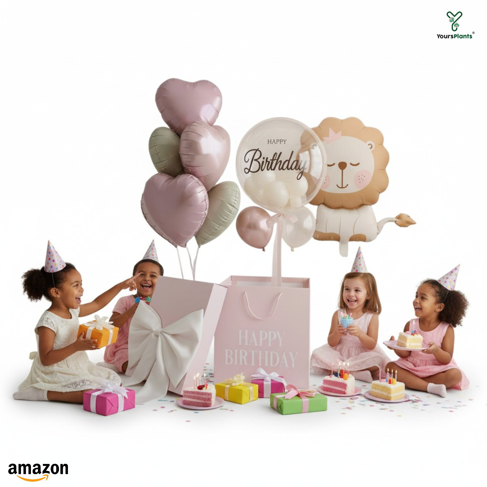 Birthday Decoration Kit - 19pcs Set with 30" Giant Lion Foil Balloon, 20" Bobo Balloon &18" Pastel Heart Balloons - Complete DIY Birthday Decor for Kids, Boys & Girls_3