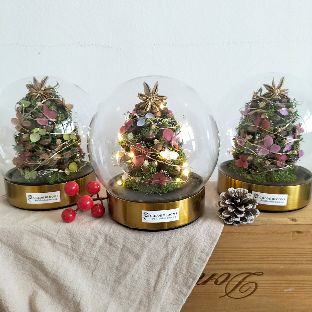 Christmas Tree LED Round Glass