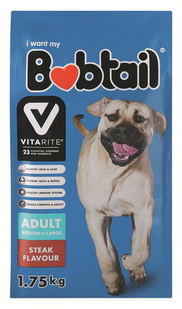 BOBTAIL DOG FOOD MED LARGE DOG STEAK 1 x 1.75KG