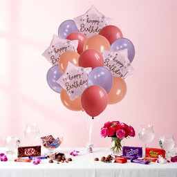 Happy Birthday Balloon Bouquet Peach Set - 4 Premium 18" Star Foil Balloons & 12 Durable Latex Balloons (Red, Orange, Violet) - Professional Party Decoration Kit for Kids & Adults 16pcs 
