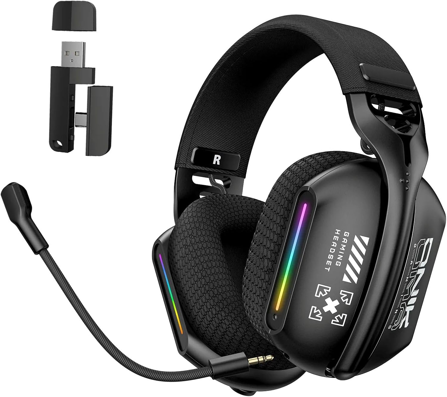  Fone de ouvido para  Gaming sem fio (BT v5.3 + 2.4G + com fio) para PS5, PC, PS4, Nintendo Switch, com cancelamento de ruído._0