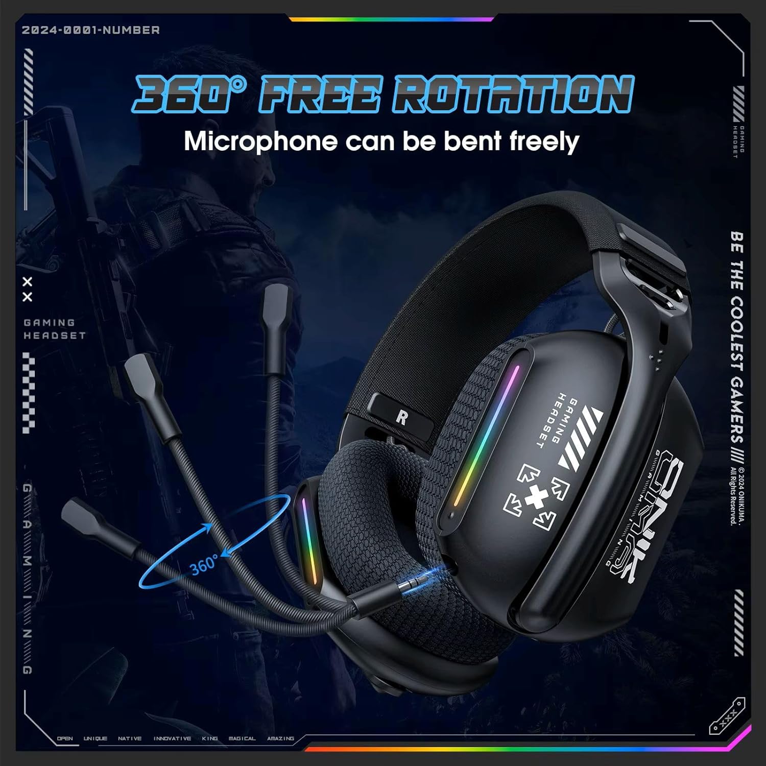  Fone de ouvido para  Gaming sem fio (BT v5.3 + 2.4G + com fio) para PS5, PC, PS4, Nintendo Switch, com cancelamento de ruído._2