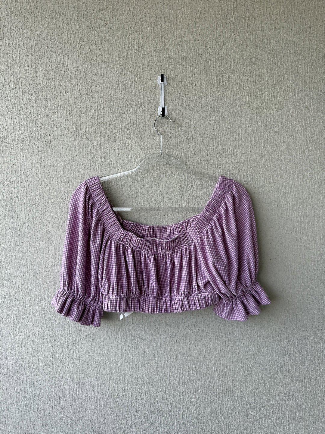 Crop top lila a cuadros 