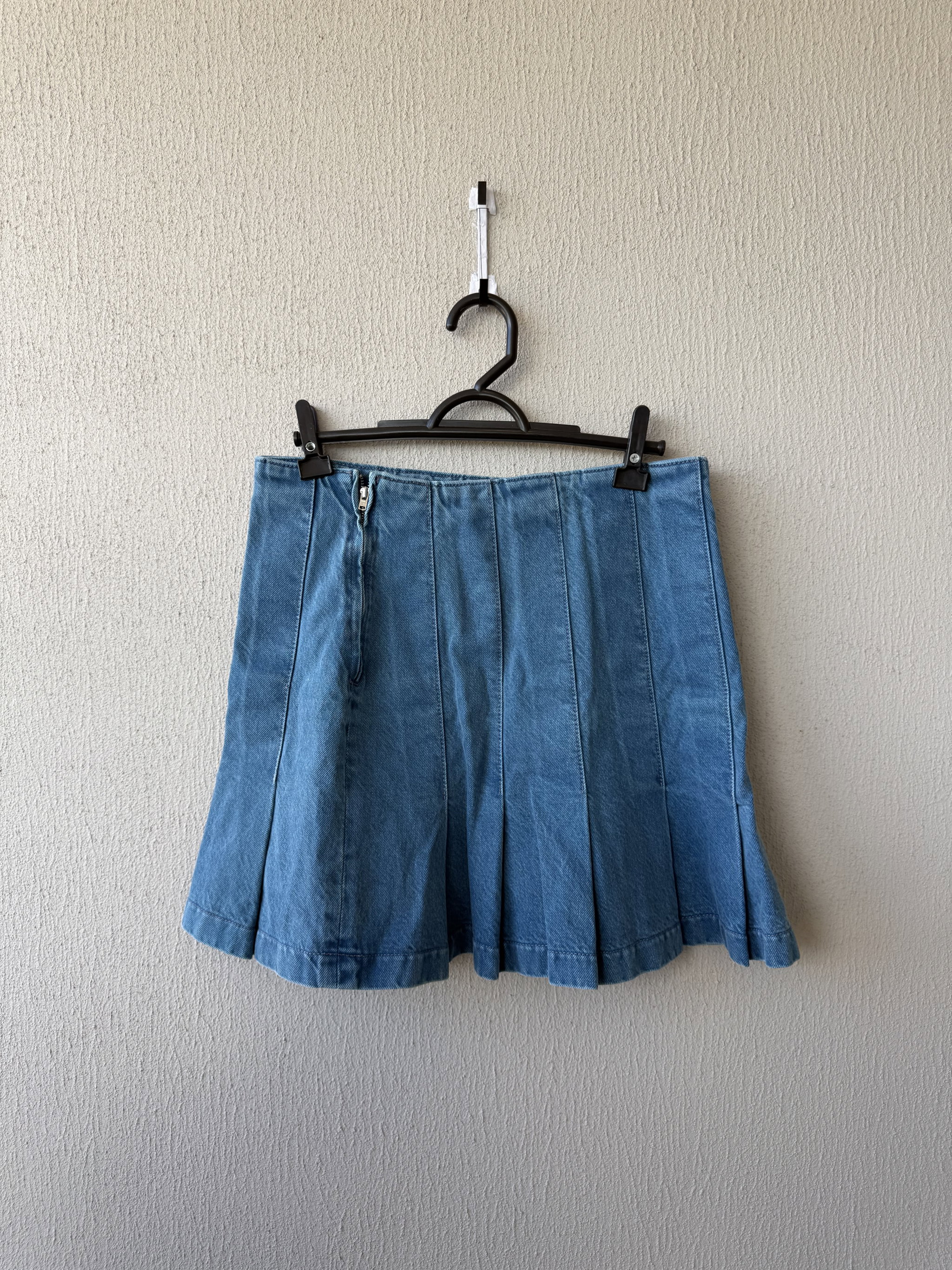 Falda de jean de Tablas Estilo Tenis - Azul Lavado_1