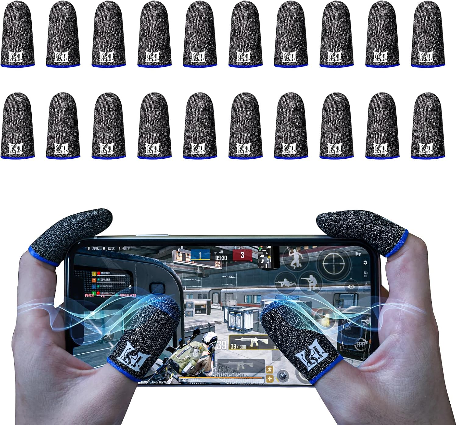 Luva de Dedo Profissional de Fibra de Carbono para Jogos Mobile, 18 Pinos, Personalizável com Logotipo, Mais Vendida, Respirável e à Prova de Suor para Tela Sensível ao Toque_0
