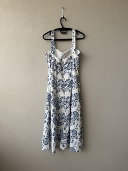 Vestido Midi Albertina - Estampa Floral Azul