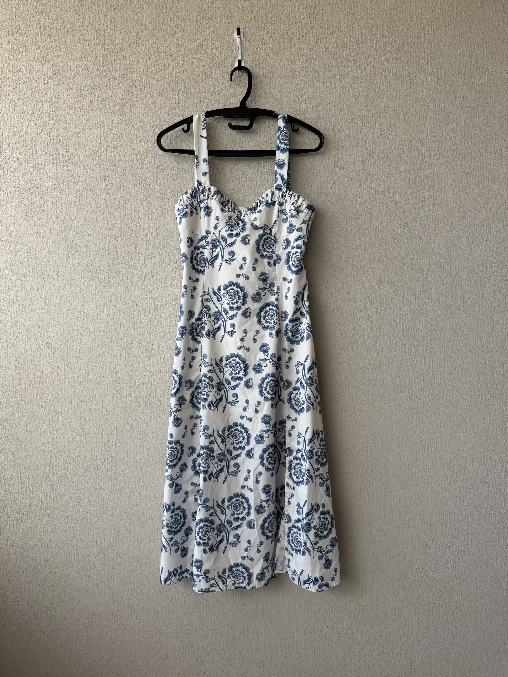 Vestido Midi Albertina - Estampa Floral Azul_0