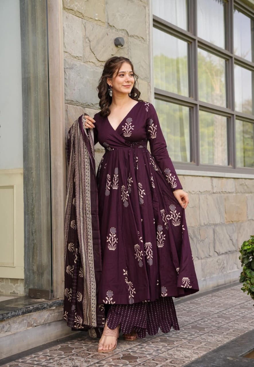 Cotton Angrakha Anarkali Set Kurta_1