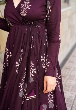 Cotton Angrakha Anarkali Set Kurta