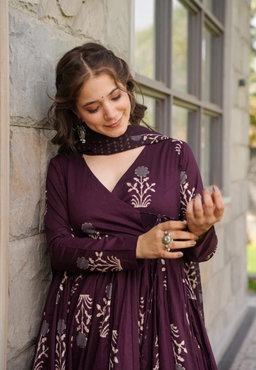 Cotton Angrakha Anarkali Set Kurta