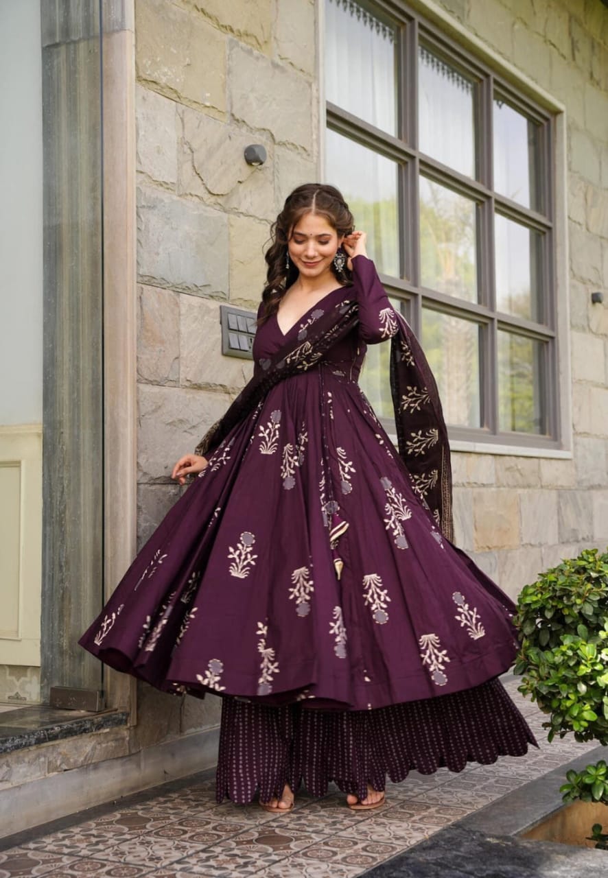 Cotton Angrakha Anarkali Set Kurta_5
