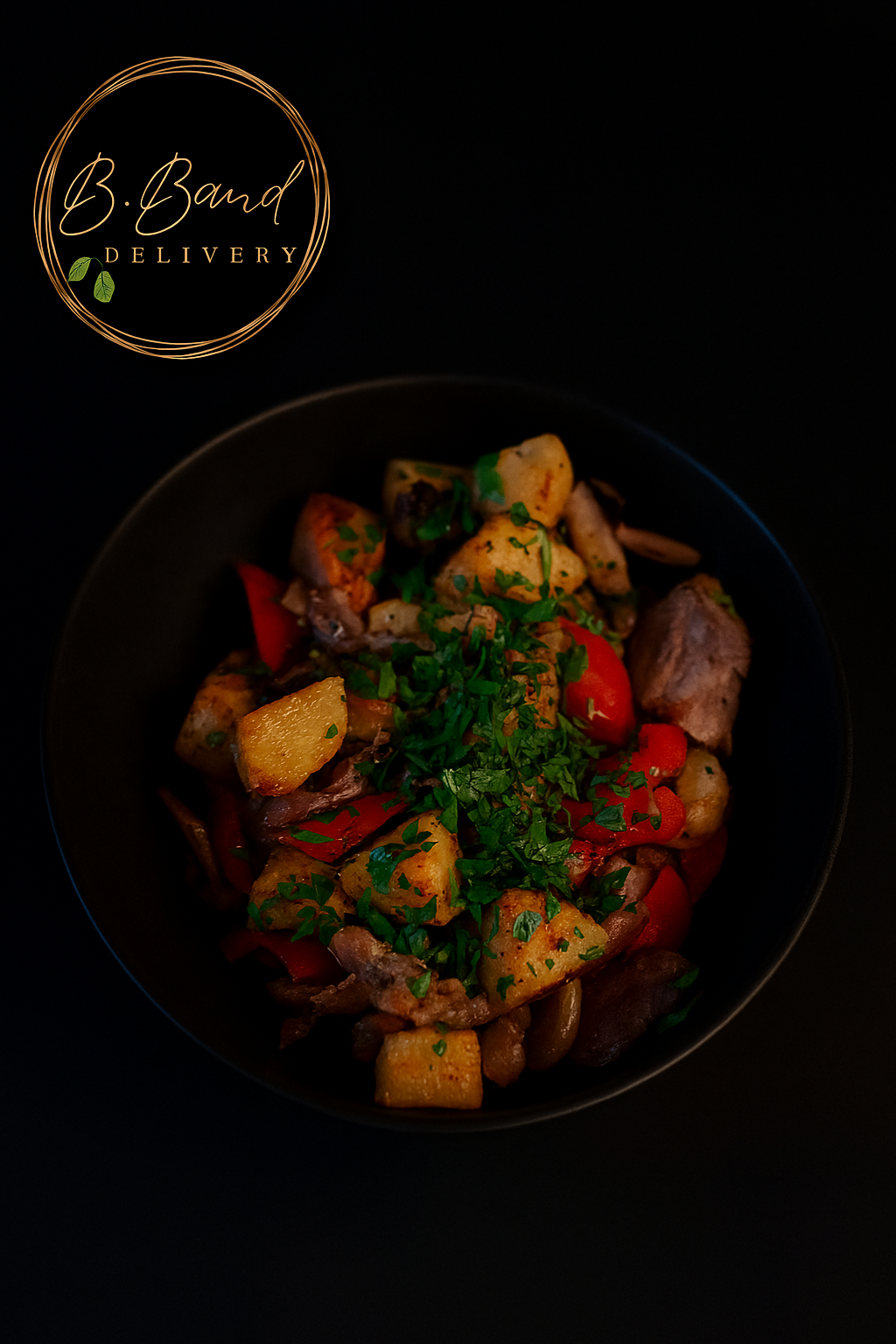 Papas con carne, morron y Panceta