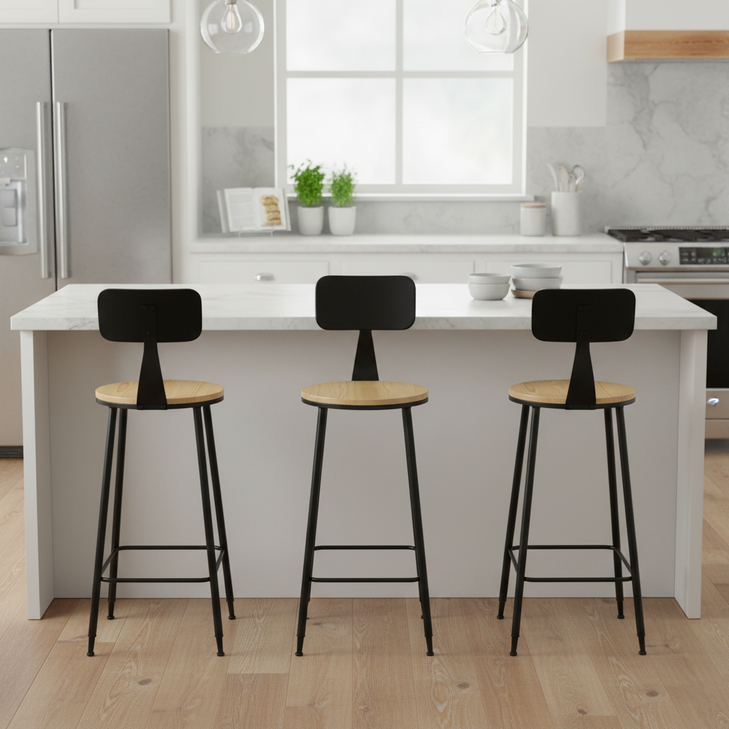 10500140 - WOODEN BAR STOOL (ROUND)
