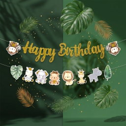 Happy Birthday Backdrop – Jungle \ Animals theme Cutouts 