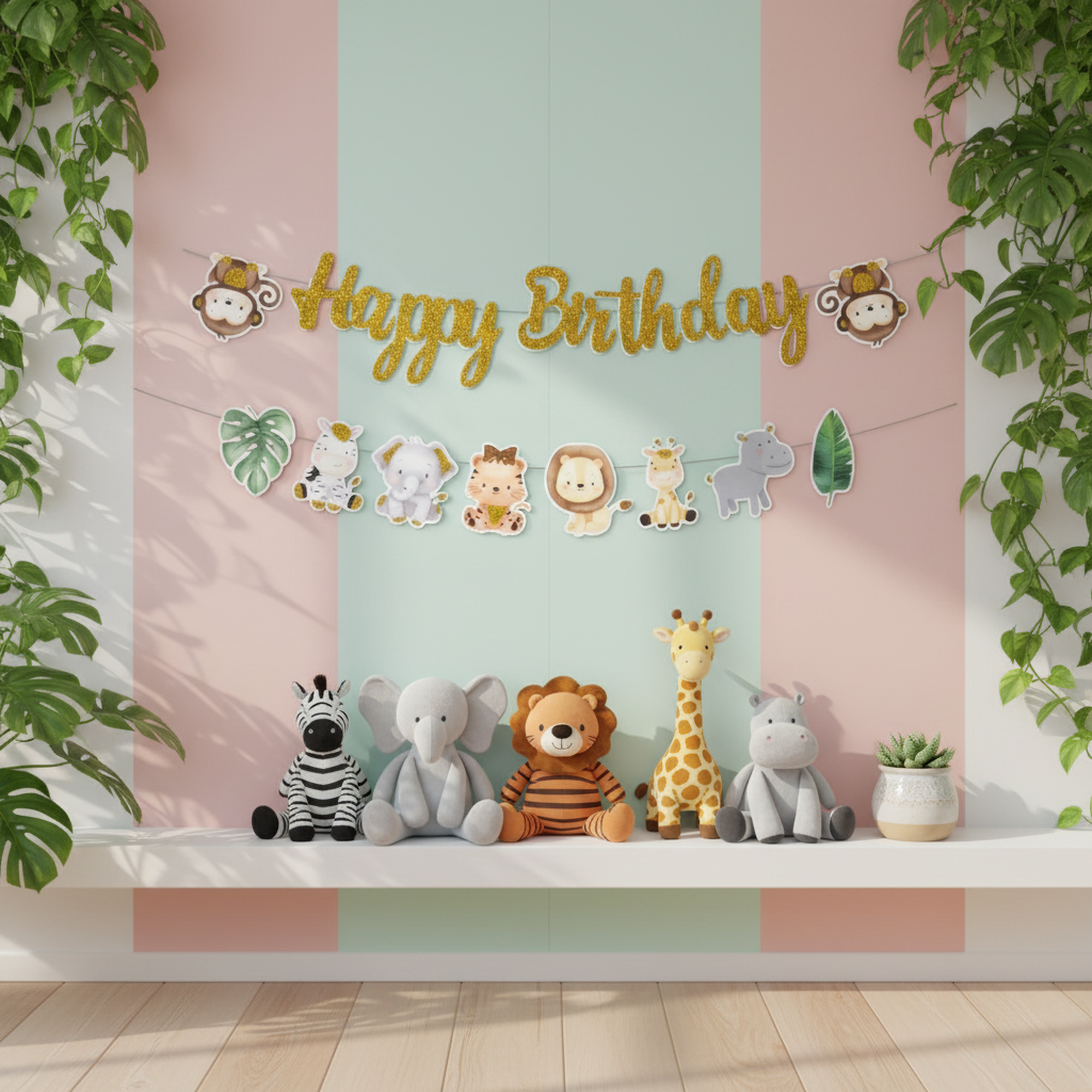 Happy Birthday Backdrop – Jungle \ Animals theme Cutouts _4