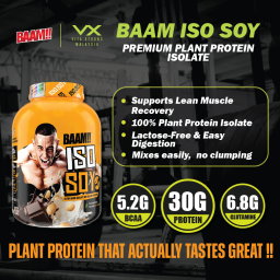 BAAM!!™ ISO-SOY Plant Protein Isolate (5lb / 2.3kg) | 30g Soy Isolate Protein • Vegan • Lactose-Free • Lab-Tested Premium Plant Protein