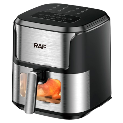 RAF 6.8 liters Multifunctional Visual Air Fryer, Stainless Steel, Non-stick Touch Screen, LCD Display, Adjustable Temperature Control – 1 Year Warranty_0