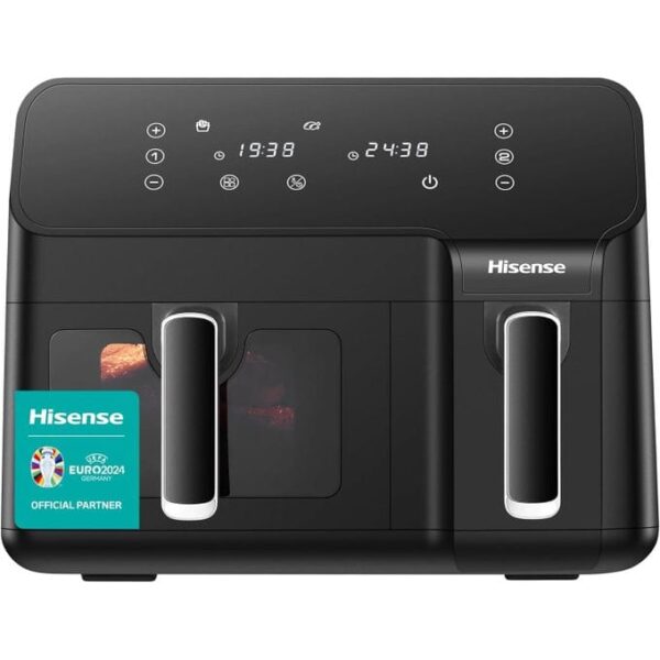 Hisense 8.8 Liters Air Fryer, Dual Basket, 8 automatic programs, temperature 80-200°C, 8.6L, maximum power 1700W, LED display and touch controls – 3Yrs Warranty_0