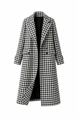 Houndstooth Patterned Overcoat