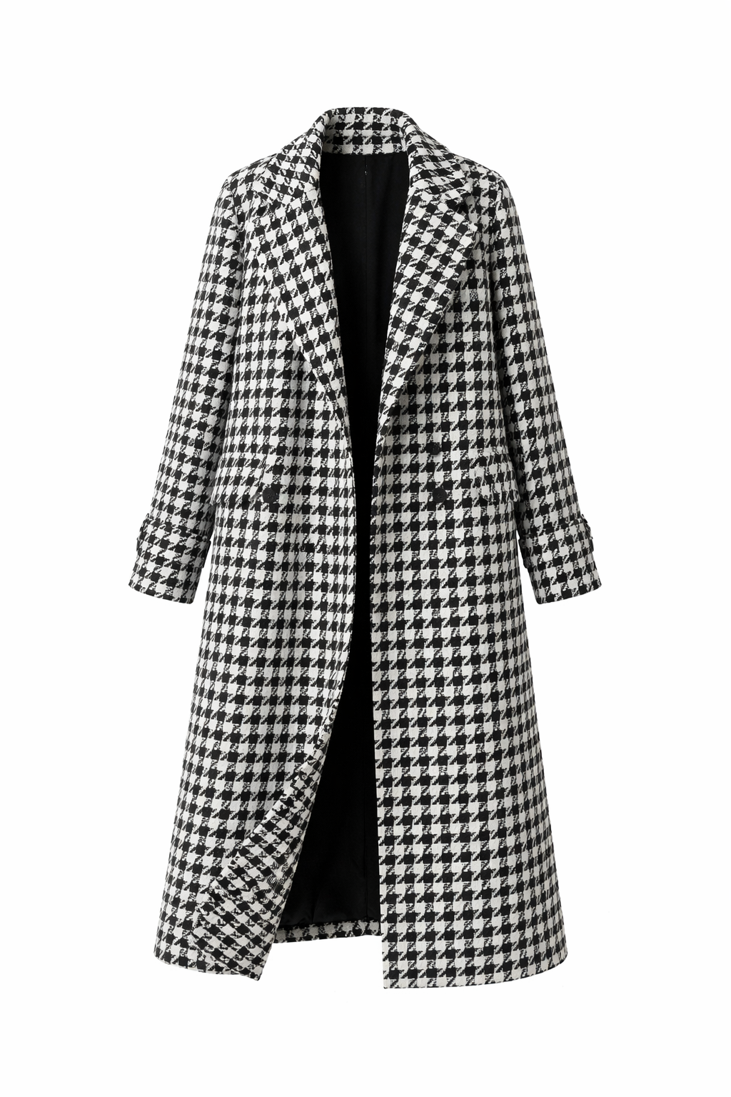 Houndstooth Patterned Overcoat
