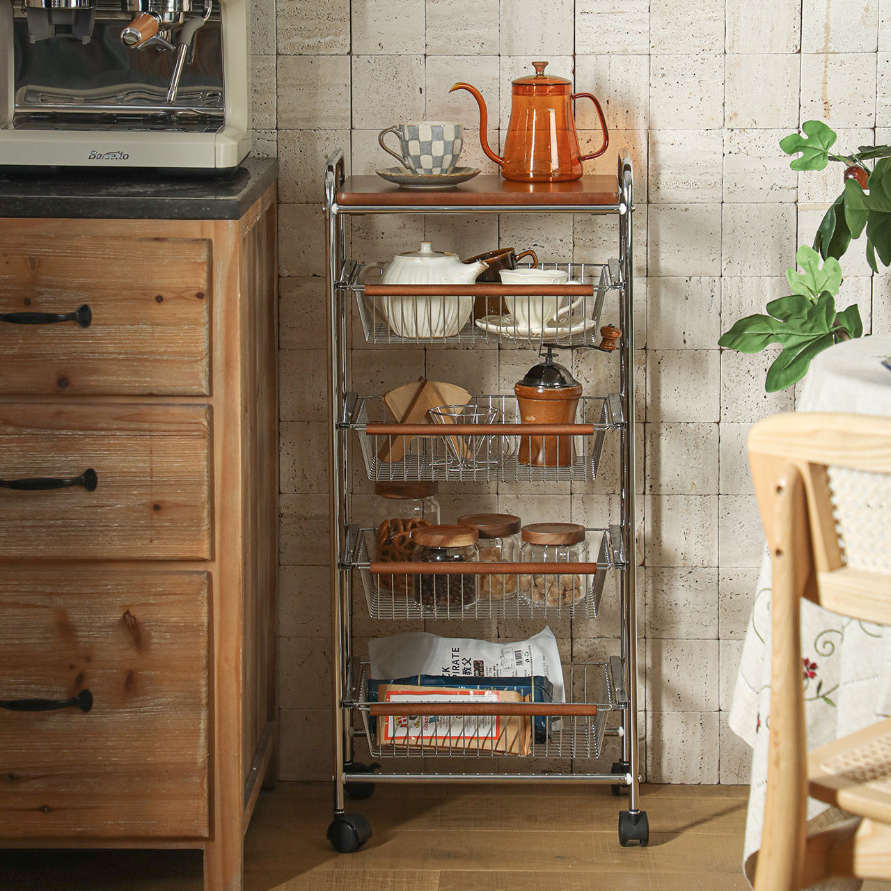 10500074 - STORAGE CART WITH WOODEN TOP_0