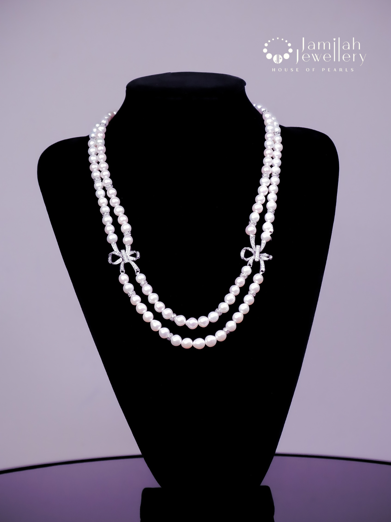 62cm Double Layer White Necklace_0