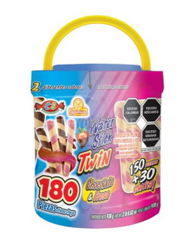 WAFER STICK TWIN CHOCO-FRESA DELICIAS VIT C/180 PZS