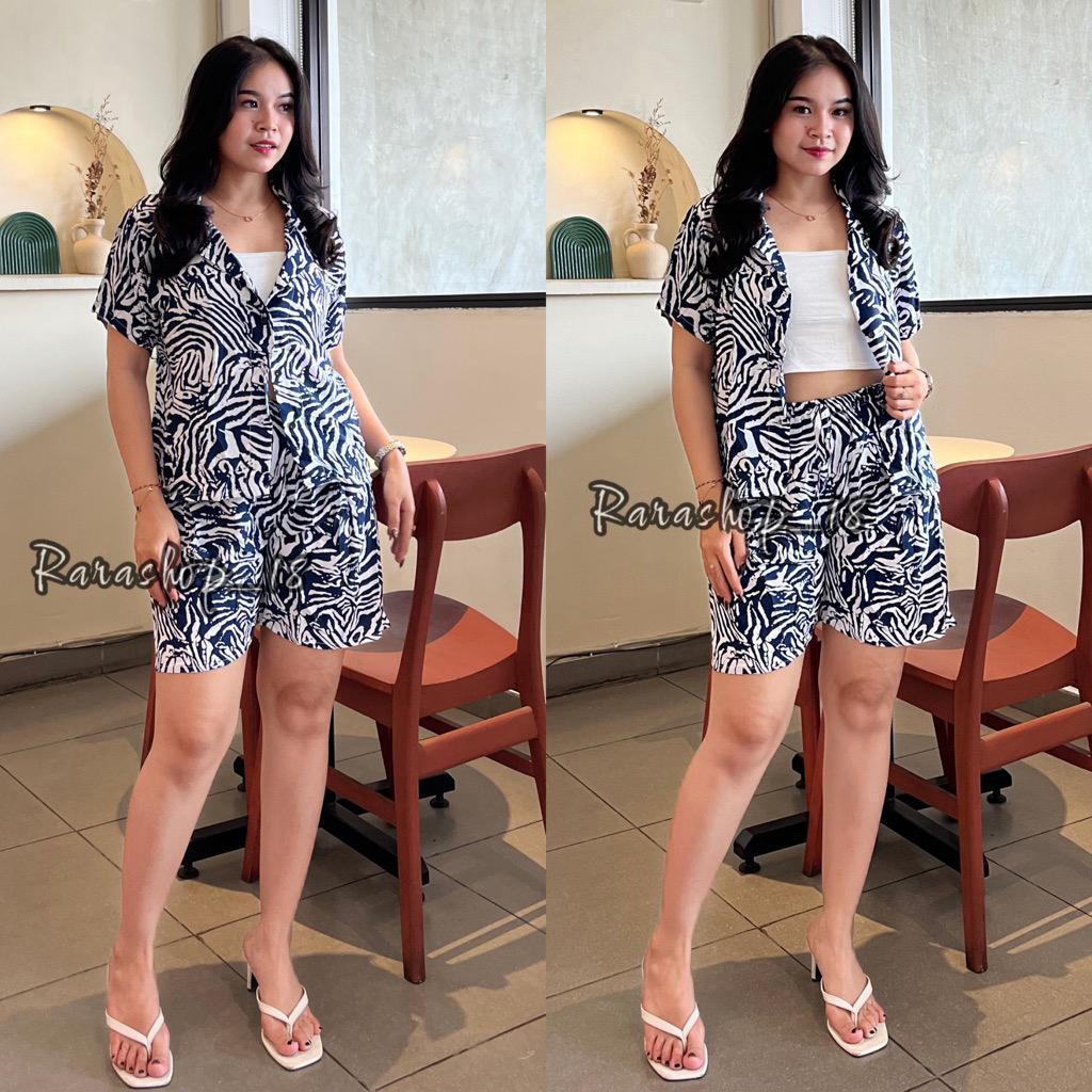Setelan piyama celana + kemeja Rayon motif terbaru//Setelan Wanita _0
