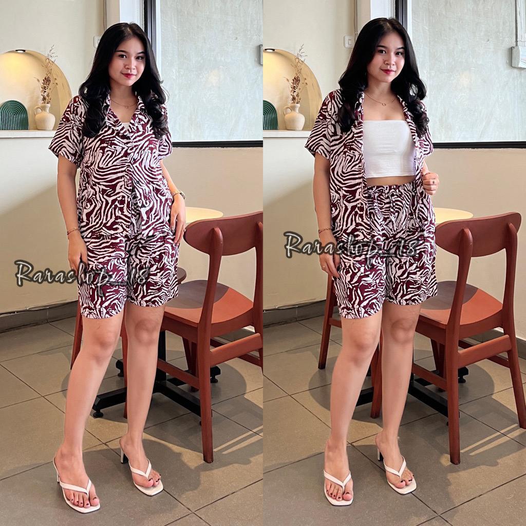Setelan piyama celana + kemeja Rayon motif terbaru//Setelan Wanita _2