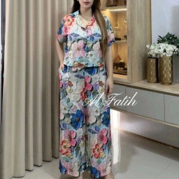 New One Set Crop Setelan Celana Kulot Wanita 