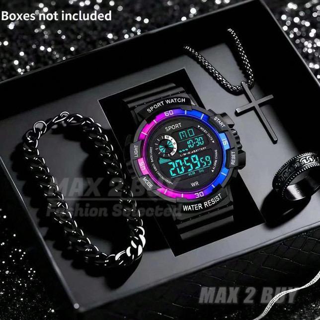 4PCS Jam Tangan Olahraga Digital Multifungsi _0