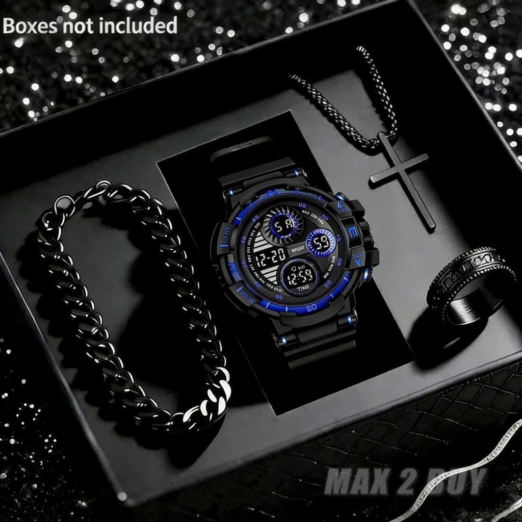 4PCS Jam Tangan Olahraga Digital Multifungsi _1
