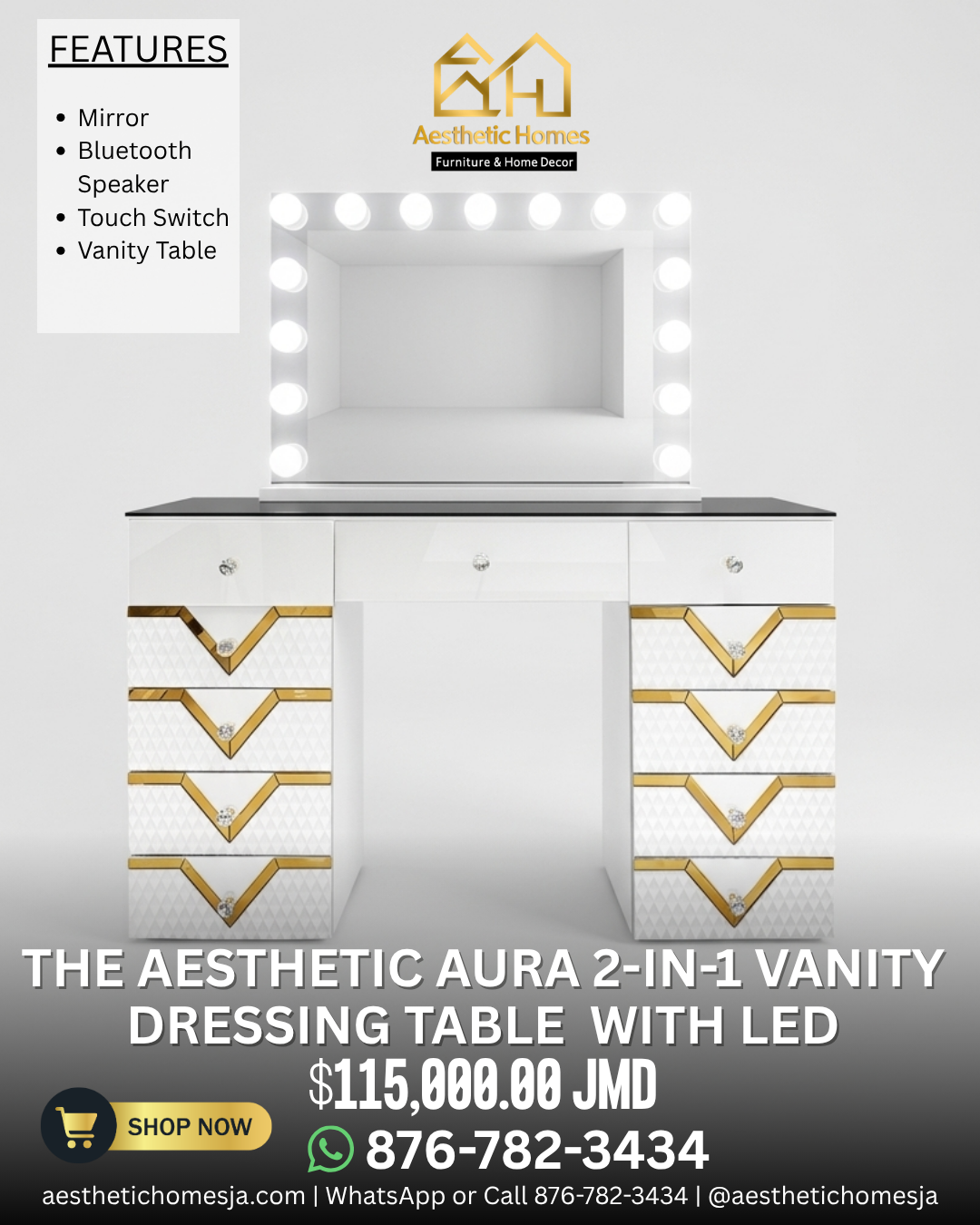 The Aesthetic Aura 2-in-1 Vanity Table