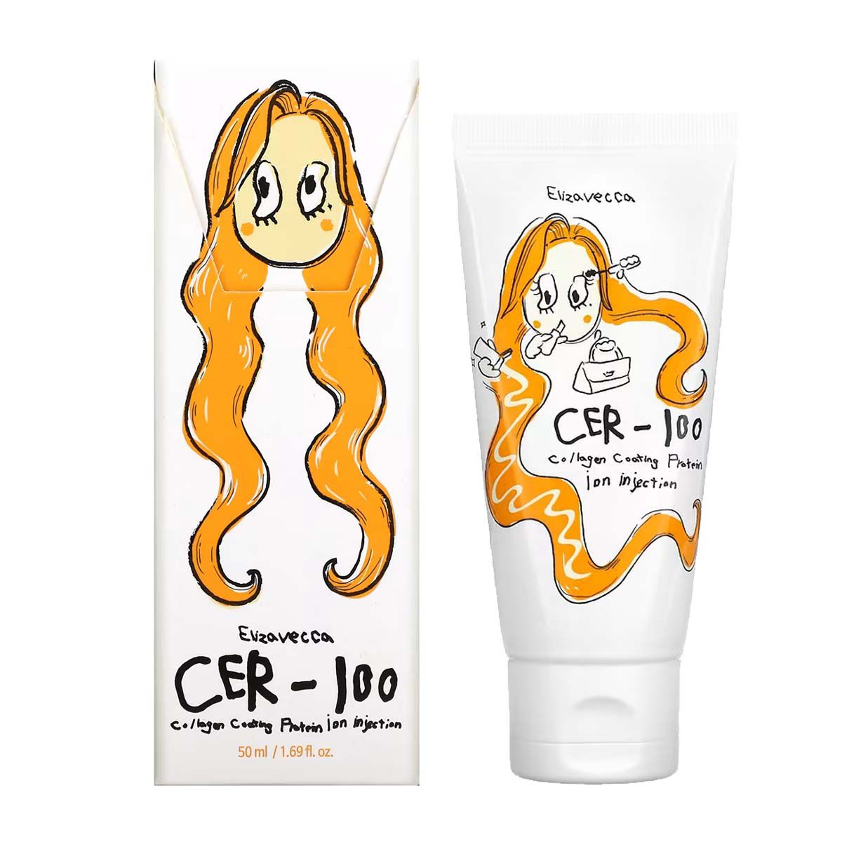 Elizavecca CER-100 Collagen Coating Protein Ion Injection اليزافيكا كريم قناع شعر بالايون _0