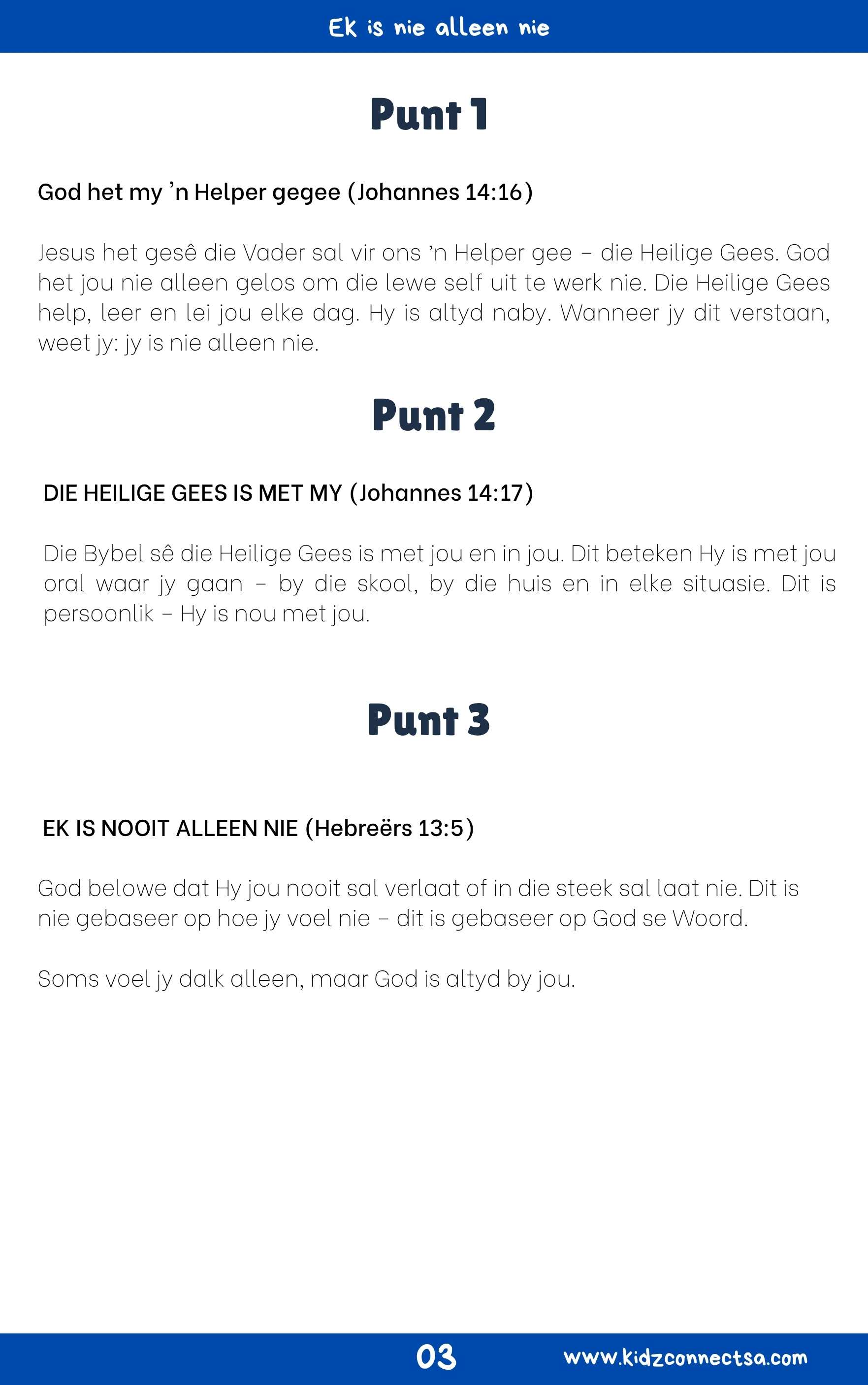 Die Heilige Gees – My Helper 4 weke se kinderkerklesse vir laerskool kinders_3