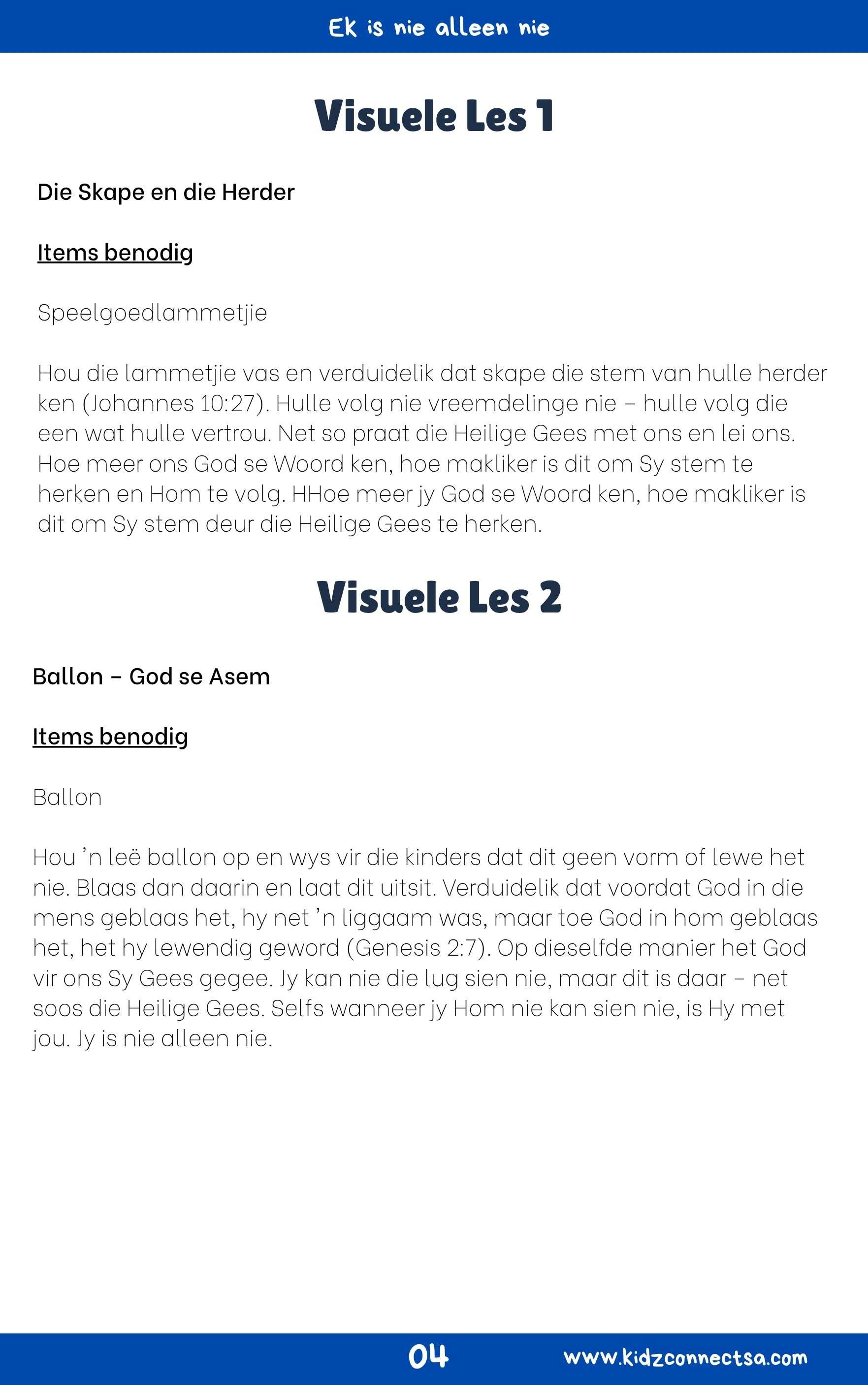 Die Heilige Gees – My Helper 4 weke se kinderkerklesse vir laerskool kinders_4