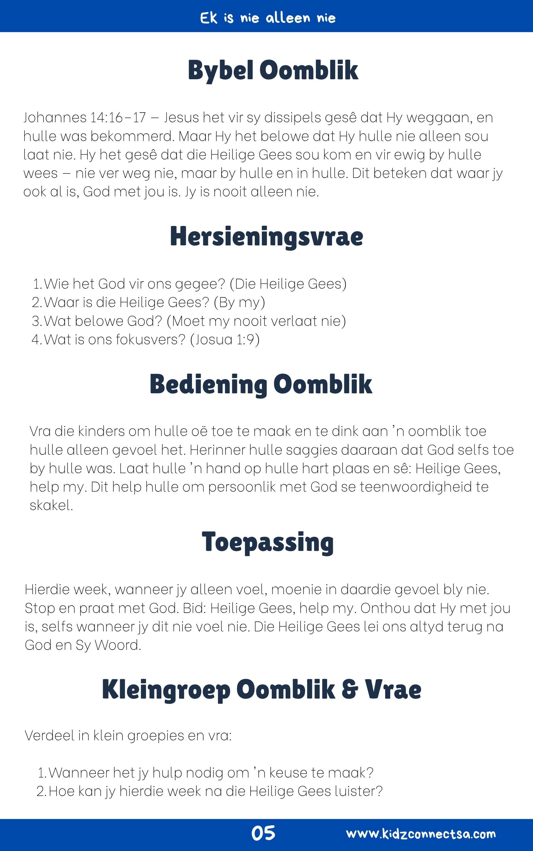 Die Heilige Gees – My Helper 4 weke se kinderkerklesse vir laerskool kinders_5