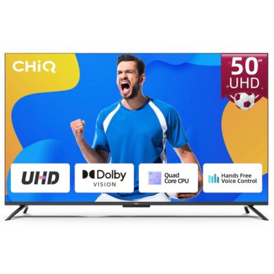 CHiQ 50 inch Android TV, 4K UHD, Hands-Free Voice Control smart TV, HDR 10, Dolby Vision, Prime Video, YouTube, Google Assistant, HDMI/USB/CI+_0