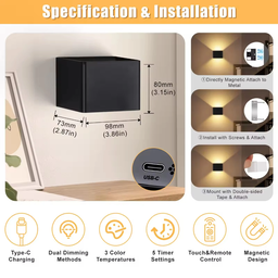 Modern Wireless Rechargeable Wall Light (2 Units)