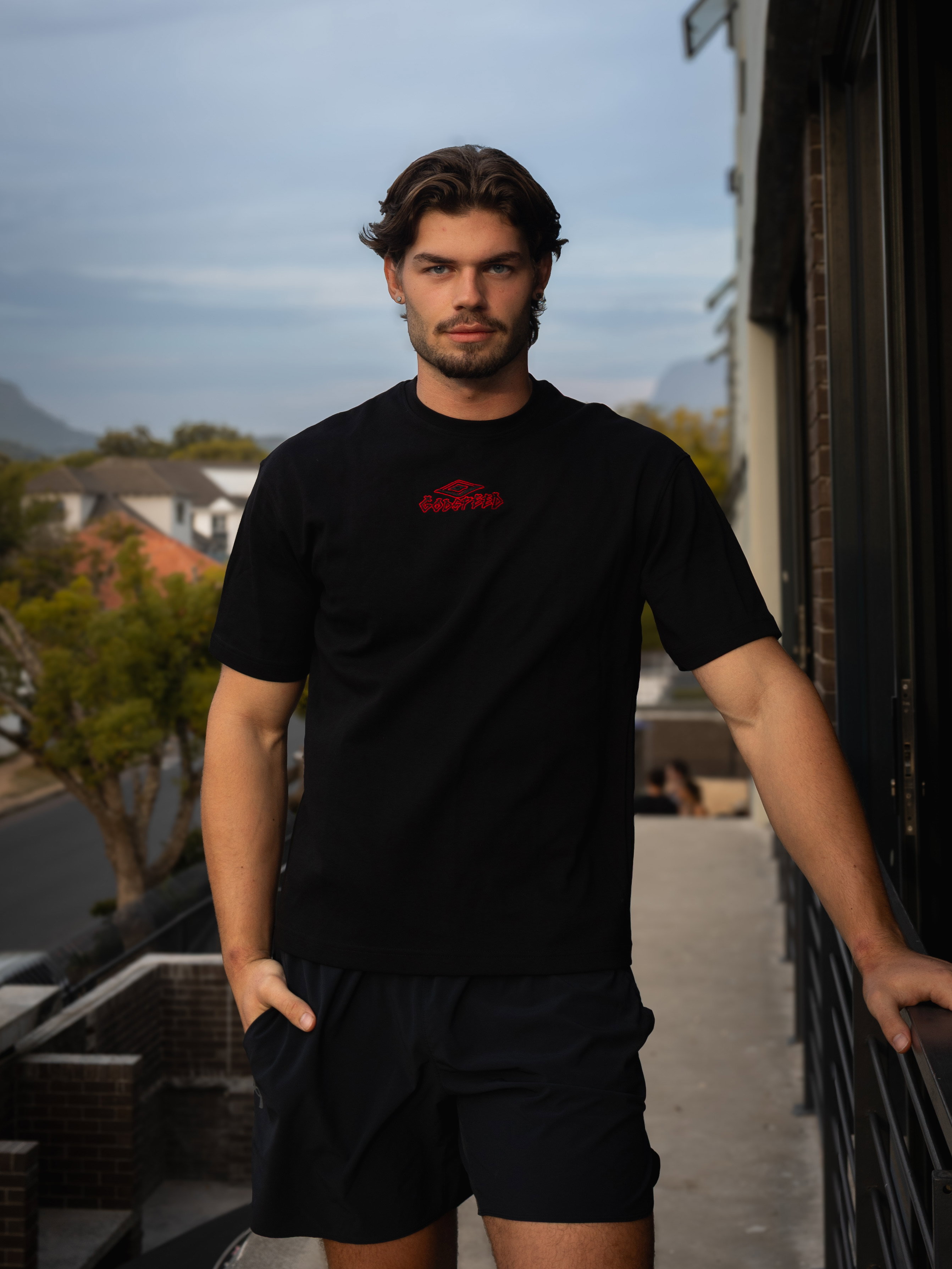Men's Black embroidered Tee