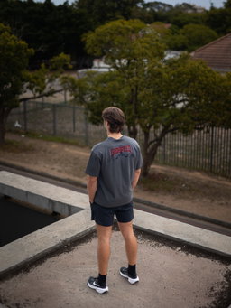 Men's Grey Tee with power lifter print  