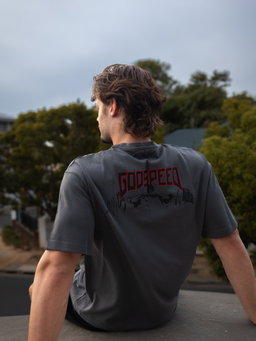 Men's Grey Tee with power lifter print  