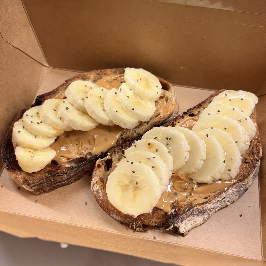 Banana Peanut Butter Sourdough Toast