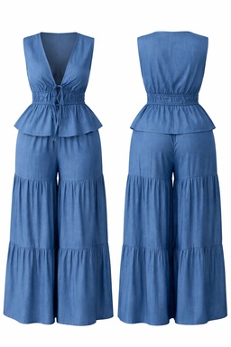 Ruffle Denim Two-piece